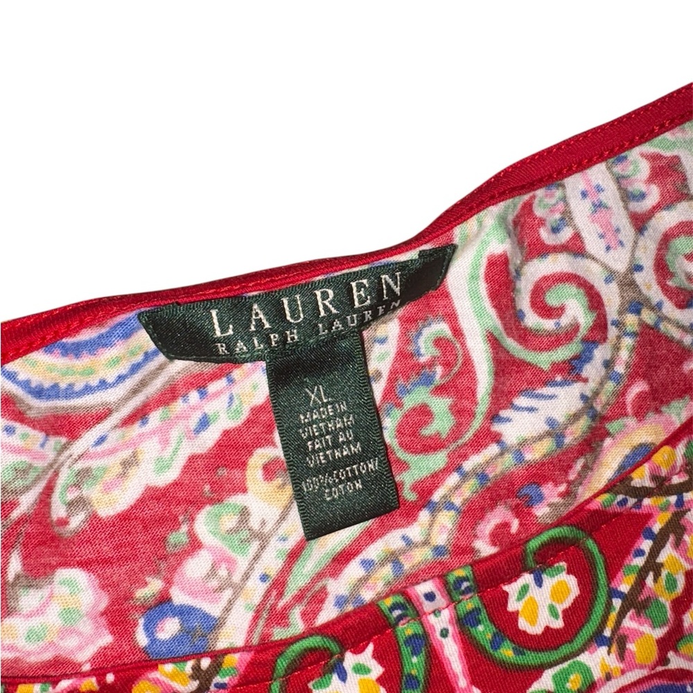 Lauren Ralph Lauren Red Paisley Short Sleeve Tee - Picture 3 of 3